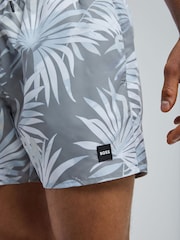 BOSS Grey Piranha Printed Swim Shorts - Image 4 of 5