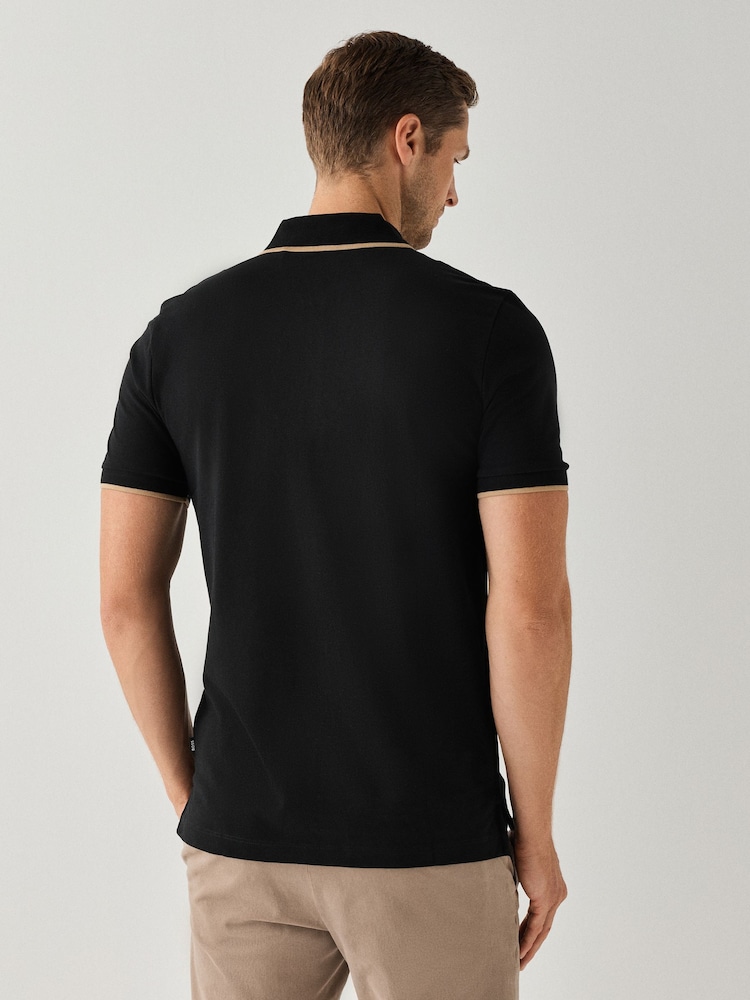BOSS Black Regular-Fit Parlay Logo Tipped Polo Shirt - Image 2 of 5 BOSS Black Regular-Fit Parlay Logo Tipped Polo Shirt - Image 2 of 5