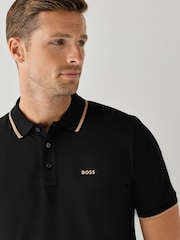 BOSS Black Regular-Fit Parlay Logo Tipped Polo Shirt - Image 3 of 5