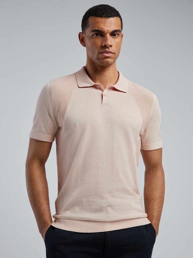 BOSS Pink Momentum Regular-Fit Logo Knitted Polo Shirt - Image 1 of 6 BOSS Pink Momentum Regular-Fit Logo Knitted Polo Shirt - Image 1 of 6