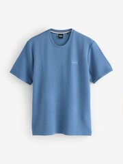 BOSS Blue Ribbed Logo T-Shirt - Image 1 of 1