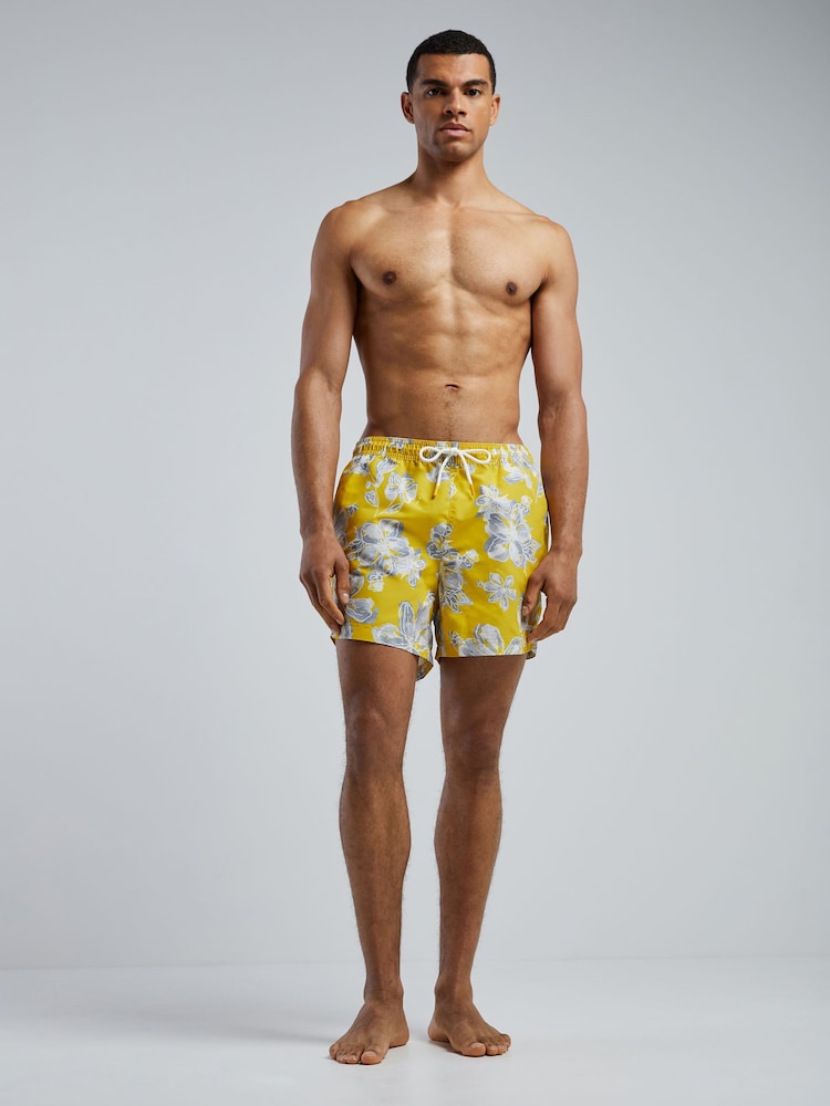 BOSS Yellow Discus Printed Swim Shorts - Image 1 of 5 BOSS Yellow Discus Printed Swim Shorts - Image 1 of 5