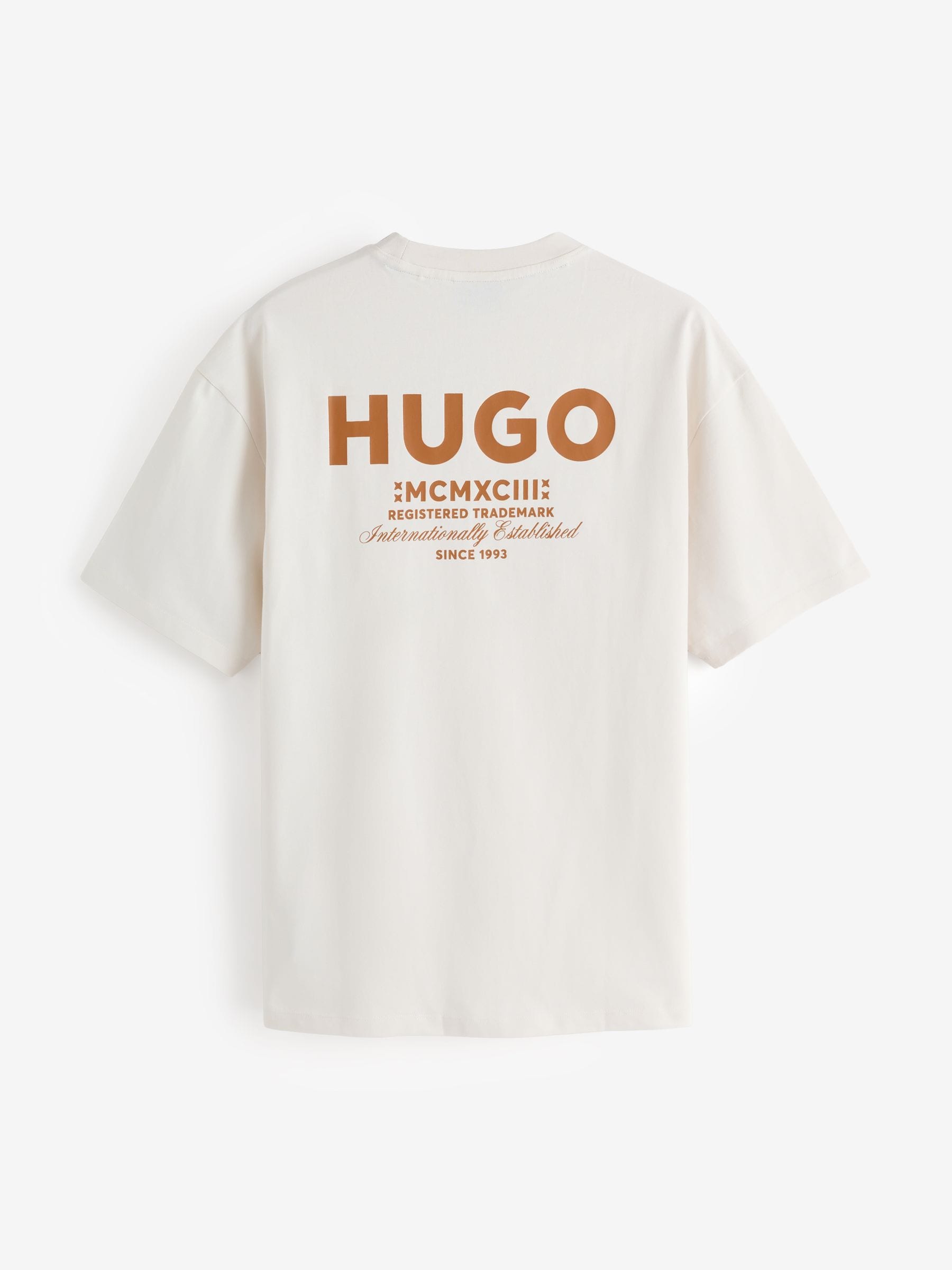 Buy HUGO White Nalono Relaxed Fit Graphic Logo T-Shirt from Next USA