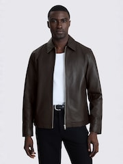 Ruskea - MOSS Nappa Zip Jacket - Kuva 1 / 4