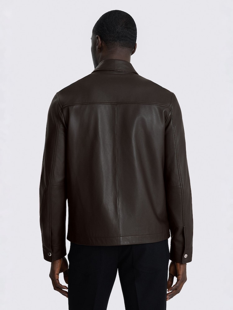Ruskea - MOSS Nappa Zip Jacket - Kuva 2 / 4