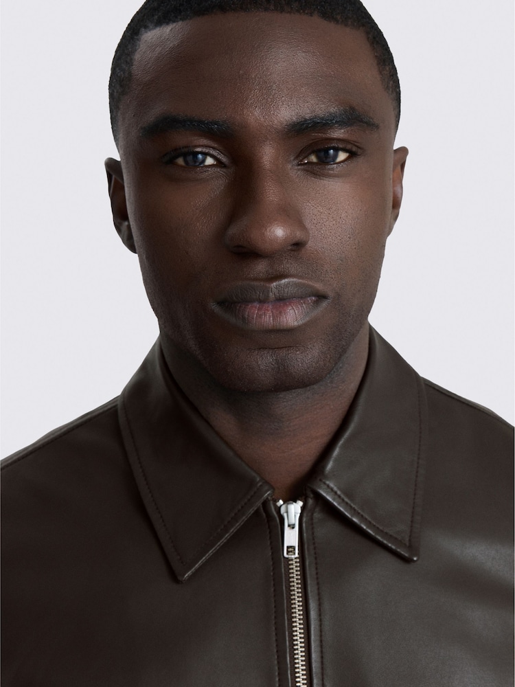 Ruskea - MOSS Nappa Zip Jacket - Kuva 4 / 4