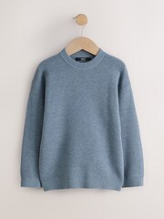 Blue Textured Knitted Crew Neck Jumper (3-16yrs) - Image 1 of 4