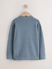 Blue Textured Knitted Crew Neck Jumper (3-16yrs) - Image 2 of 4