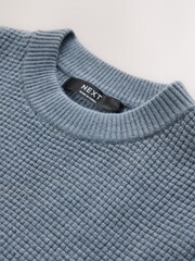 Blue Textured Knitted Crew Neck Jumper (3-16yrs) - Image 3 of 4