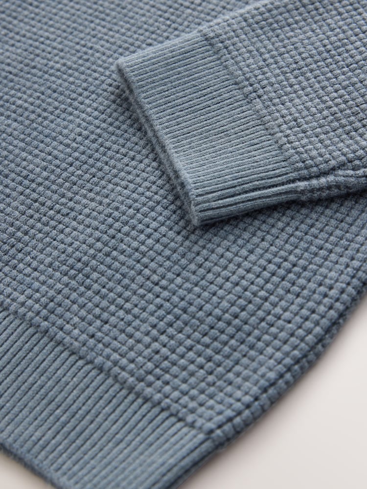 Blue Textured Knitted Crew Neck Jumper (3-16yrs) - Image 4 of 4 Blue Textured Knitted Crew Neck Jumper (3-16yrs) - Image 4 of 4