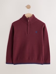 Plum Purple Long Sleeve Quarter Zip Knitted Jumper (3-16yrs) - Image 1 of 5