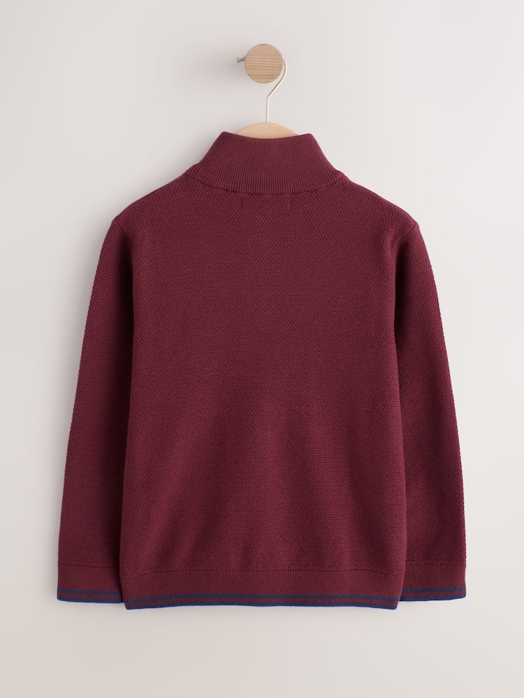 Plum Purple Long Sleeve Quarter Zip Knitted Jumper (3-16yrs) - Image 2 of 5 Plum Purple Long Sleeve Quarter Zip Knitted Jumper (3-16yrs) - Image 2 of 5
