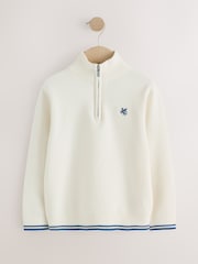 White Long Sleeve Quarter Zip Knitted Jumper (3-16yrs) - Image 5 of 8