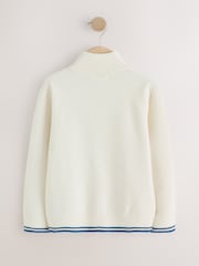 White Long Sleeve Quarter Zip Knitted Jumper (3-16yrs) - Image 6 of 8