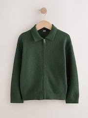 Dark Green Zip Through Cardigan (3-16yrs) - Image 1 of 4