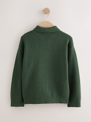 Dark Green Zip Through Cardigan (3-16yrs) - Image 2 of 4