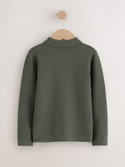 Dark Green Knitted Button Neck Polo Shirt (3-16yrs) - Image 2 of 4