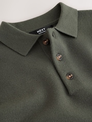 Dark Green Knitted Button Neck Polo Shirt (3-16yrs) - Image 3 of 4