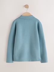 Blue Knitted Button Neck Polo Shirt (3-16yrs) - Image 2 of 4