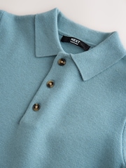 Blue Knitted Button Neck Polo Shirt (3-16yrs) - Image 3 of 4