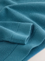 Blue Knitted Zip Neck Polo Shirt (3-16yrs) - Image 5 of 5