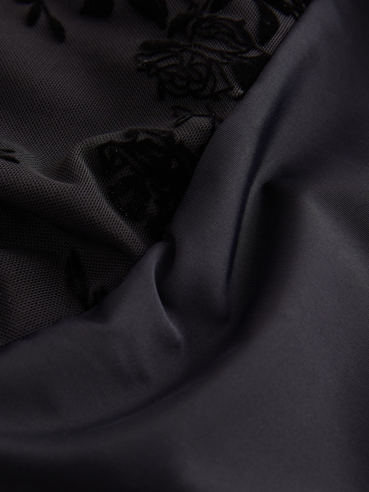 Black Flute Sleeve Flocked Bodysuit - Image 2 of 3