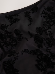 Black Flute Sleeve Flocked Bodysuit - Image 3 of 3