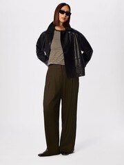 Whistles Green Stripe Crew Neck Pocket Top - Image 3 of 5