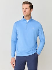 Peter Millar Blue Perth Melange Performance Quarter Zip Shirt - Image 1 of 5