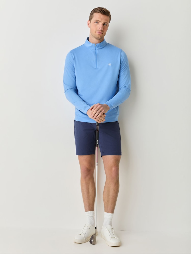 Peter Millar Blue Perth Melange Performance Quarter Zip Shirt - Image 2 of 5