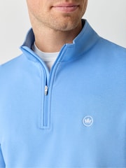 Peter Millar Blue Perth Melange Performance Quarter Zip Shirt - Image 4 of 5