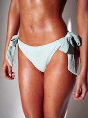 South Beach Green Textured Square Decal Halterneck Bandeau Top and Bow Tie Side Briefs Bikini Set - Image 2 of 6