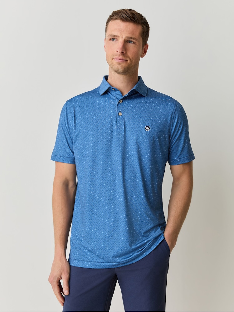 Peter Millar Blue Negroni Performance Sean Self Collar Jersey Polo Shirt - Image 1 of 6