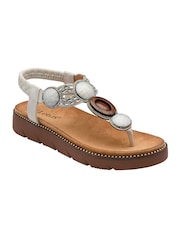 Lotus White Toe Thong Sandals - Image 1 of 4