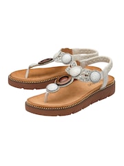 Lotus White Toe Thong Sandals - Image 2 of 4