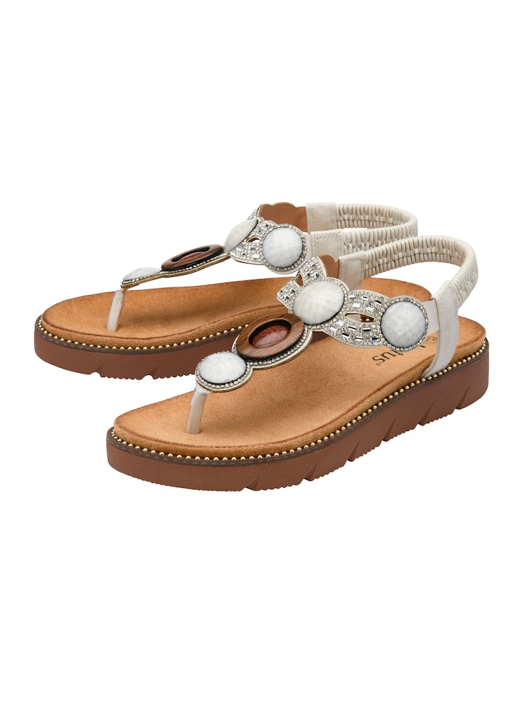 Lotus White Toe Thong Sandals - Image 2 of 4