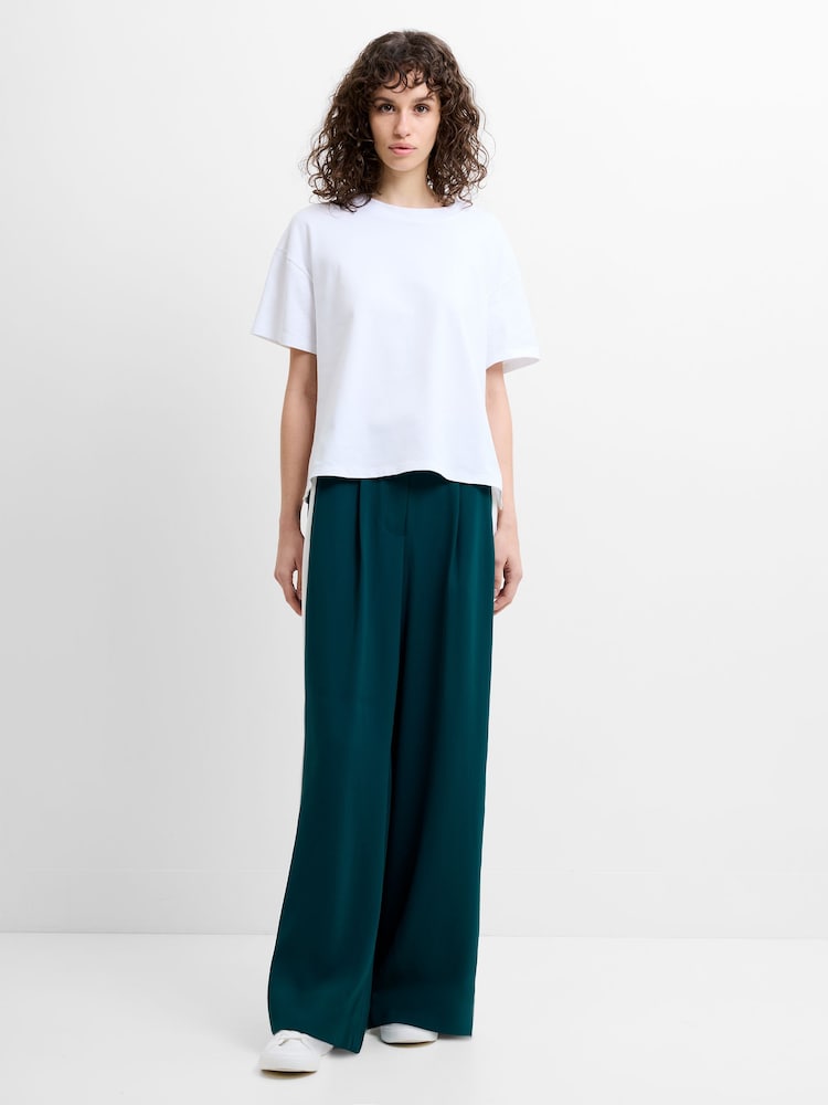 French Connection Green Vinnie Suting Side Stripe Wide Leg Trousers - Image 1 of 6 French Connection Green Vinnie Suting Side Stripe Wide Leg Trousers - Image 1 of 6