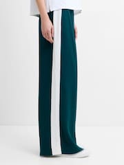 French Connection Green Vinnie Suting Side Stripe Wide Leg Trousers - Image 4 of 6