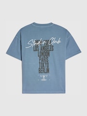 River Island Blue Studio Club Ombre Script T-Shirt - Image 2 of 4