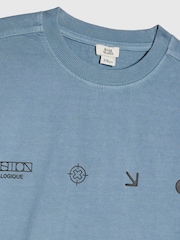 River Island Blue Studio Club Ombre Script T-Shirt - Image 4 of 4