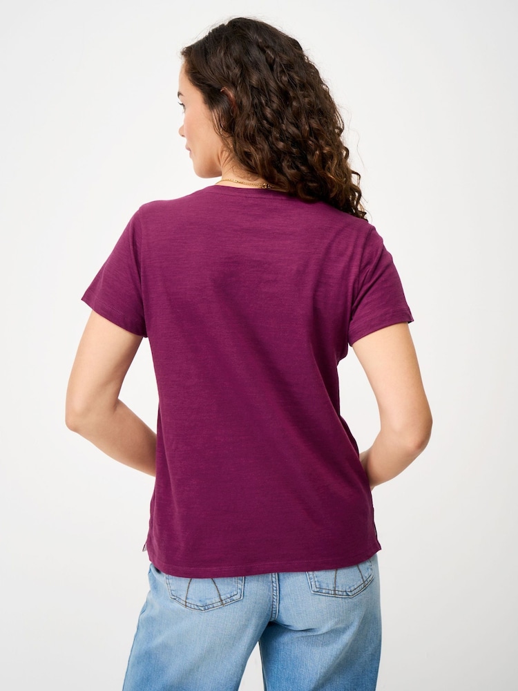 Crew Clothing Red Cotton-Slub Perfect V-Neck T-Shirt - Image 2 of 5