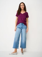 Crew Clothing Red Cotton-Slub Perfect V-Neck T-Shirt - Image 3 of 5