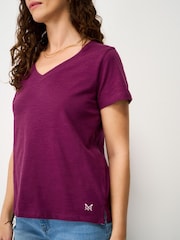 Crew Clothing Red Cotton-Slub Perfect V-Neck T-Shirt - Image 4 of 5