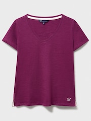Crew Clothing Red Cotton-Slub Perfect V-Neck T-Shirt - Image 5 of 5
