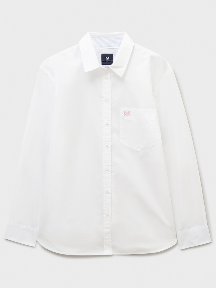 Crew Clothing White Relaxed Fit Cotton Poplin Shirt - Image 4 of 4 Crew Clothing White Relaxed Fit Cotton Poplin Shirt - Image 4 of 4
