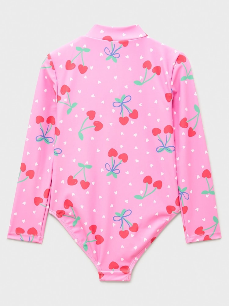 Crew Clothing Pink Zip Front Long Sleeve Swimsuit - Image 2 of 3