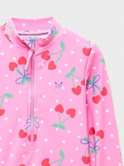 Crew Clothing Pink Zip Front Long Sleeve Swimsuit - Image 3 of 3