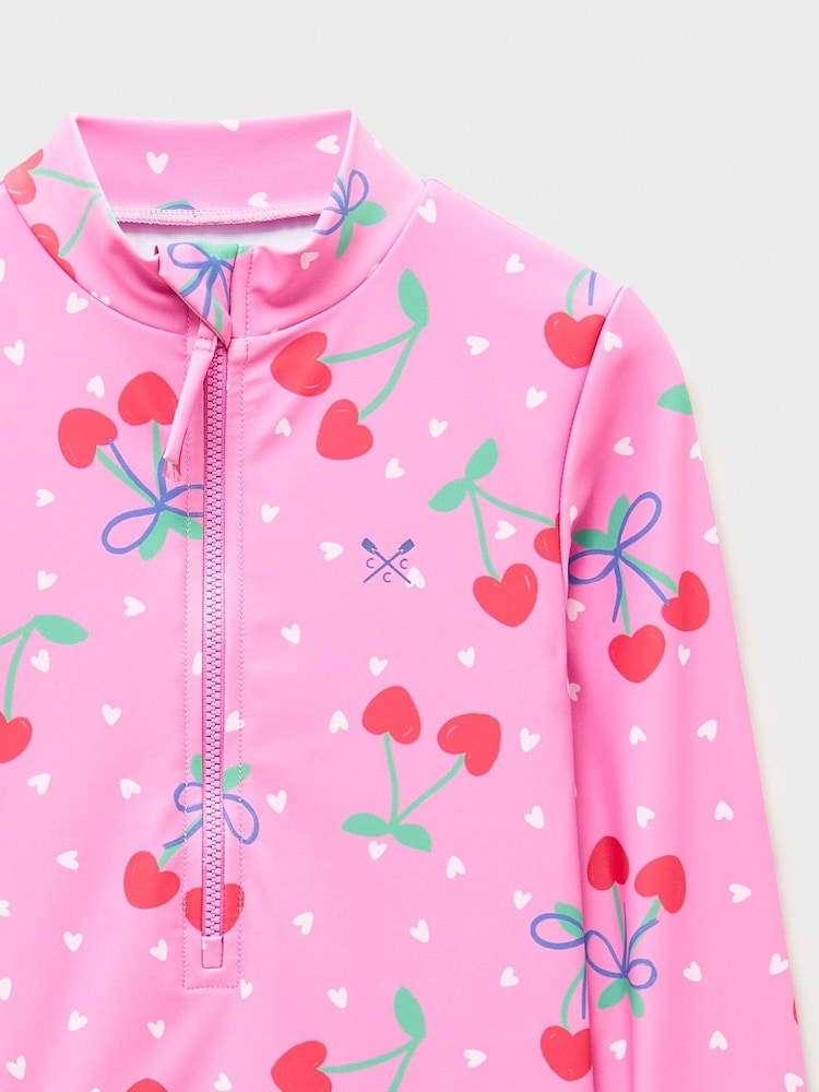 Crew Clothing Pink Zip Front Long Sleeve Swimsuit - Image 3 of 3