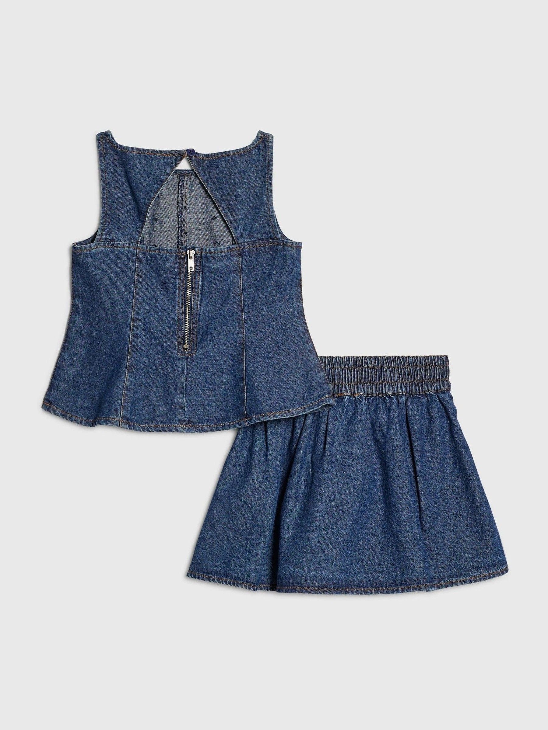 Buy River Island Blue Embellished Denim Peplum Skirt Set from Next USA