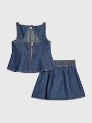 River Island Blue Embellished Denim Peplum Skirt Set - Image 2 of 5
